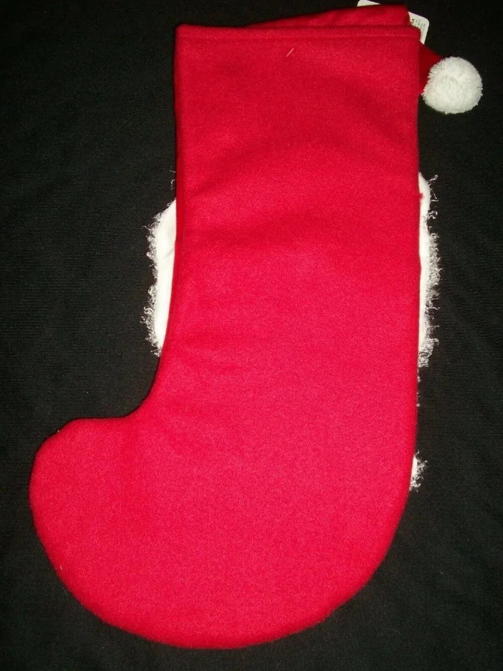 Red Textured Santa Christmas Stocking Holiday Decoration 3D Hollly Berry Beard